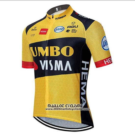 2020 Maillot Ciclismo Jumbo Visma Jaune Noir Manches Courtes et Cuissard